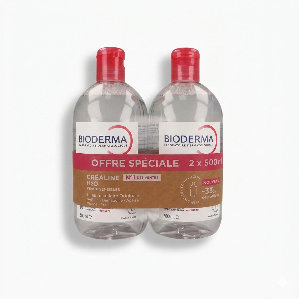 Bioderma Créaline H2O soufflé à froid Eau micellaire 2x500ml